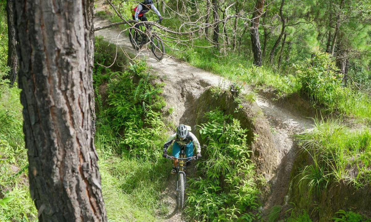 woman hiking in mountains